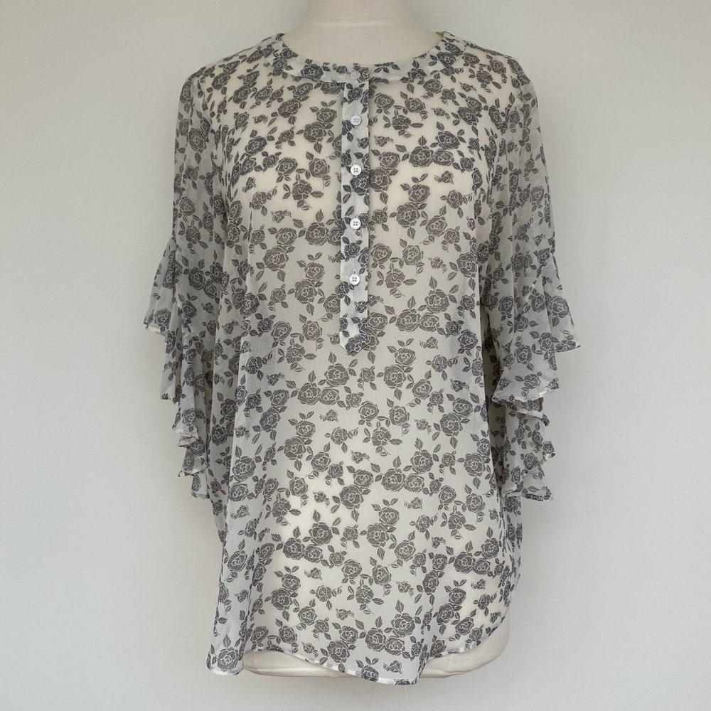 Vince Camuto sheer floral print blouse